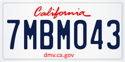CA license plate 7MBM043