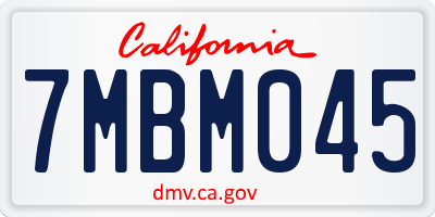 CA license plate 7MBM045