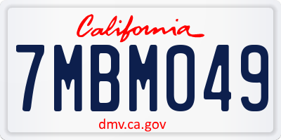 CA license plate 7MBM049