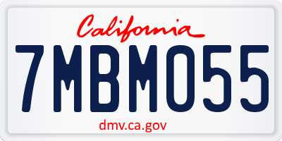 CA license plate 7MBM055