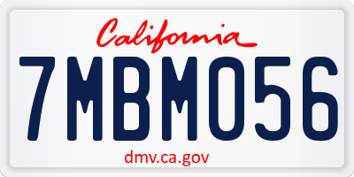 CA license plate 7MBM056