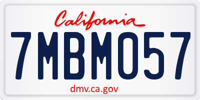 CA license plate 7MBM057