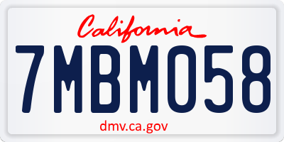 CA license plate 7MBM058