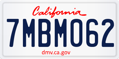 CA license plate 7MBM062
