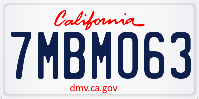 CA license plate 7MBM063