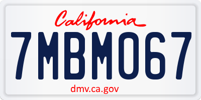CA license plate 7MBM067