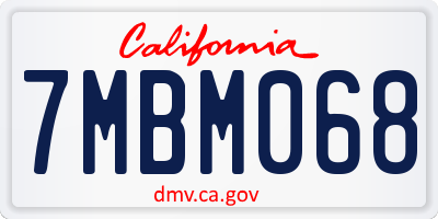 CA license plate 7MBM068
