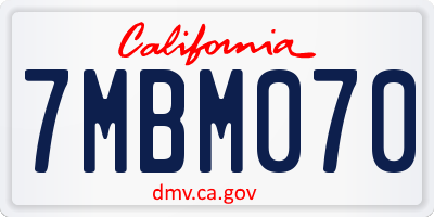 CA license plate 7MBM070