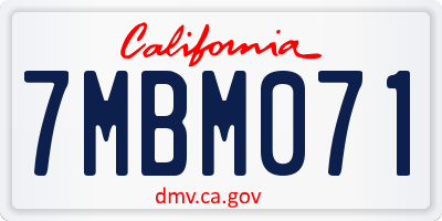 CA license plate 7MBM071