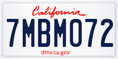 CA license plate 7MBM072