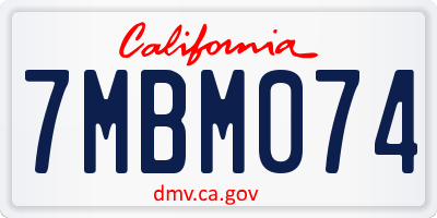 CA license plate 7MBM074