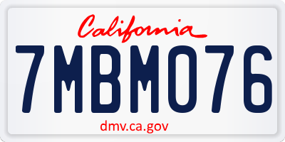 CA license plate 7MBM076