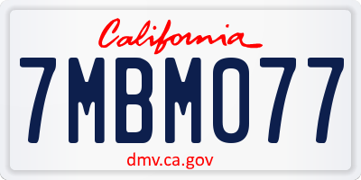 CA license plate 7MBM077