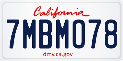CA license plate 7MBM078