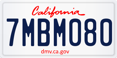 CA license plate 7MBM080