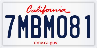 CA license plate 7MBM081