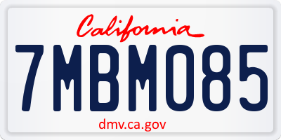 CA license plate 7MBM085