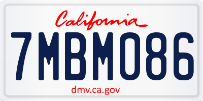 CA license plate 7MBM086