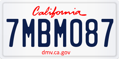 CA license plate 7MBM087