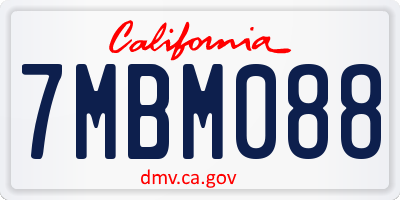 CA license plate 7MBM088