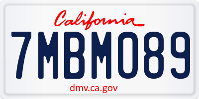 CA license plate 7MBM089