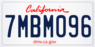 CA license plate 7MBM096