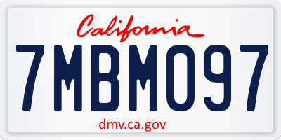 CA license plate 7MBM097