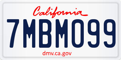 CA license plate 7MBM099