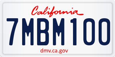 CA license plate 7MBM100