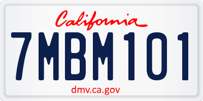 CA license plate 7MBM101
