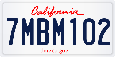 CA license plate 7MBM102