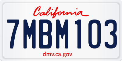 CA license plate 7MBM103