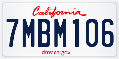 CA license plate 7MBM106