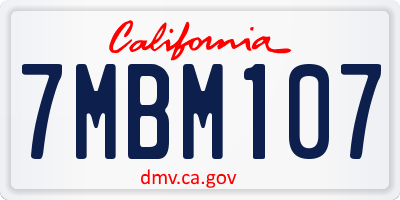 CA license plate 7MBM107