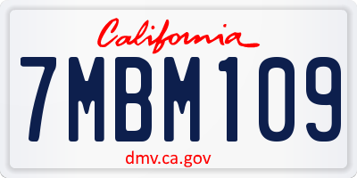 CA license plate 7MBM109
