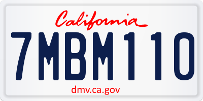 CA license plate 7MBM110