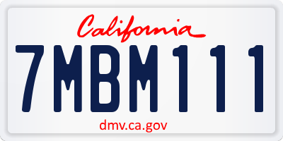 CA license plate 7MBM111