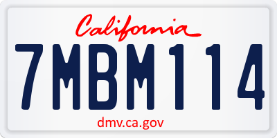 CA license plate 7MBM114