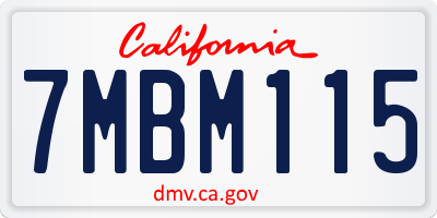 CA license plate 7MBM115