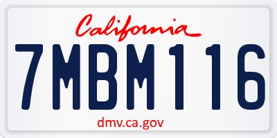 CA license plate 7MBM116