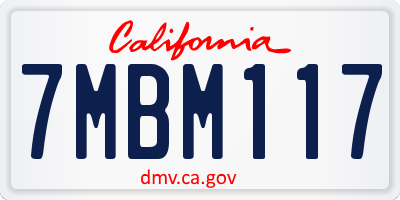 CA license plate 7MBM117
