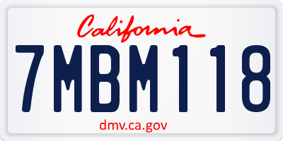 CA license plate 7MBM118
