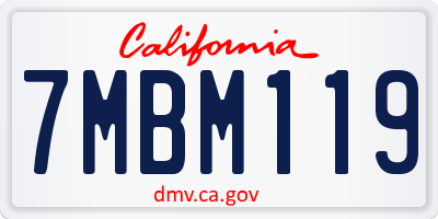 CA license plate 7MBM119