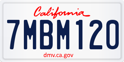 CA license plate 7MBM120