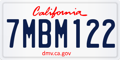 CA license plate 7MBM122