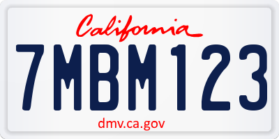 CA license plate 7MBM123