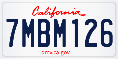 CA license plate 7MBM126