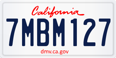 CA license plate 7MBM127