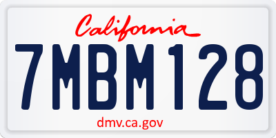 CA license plate 7MBM128