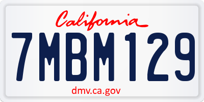 CA license plate 7MBM129